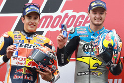Podium : le vainqueur Jack Miller, Marc VDS Racing Honda, le deuxième, Marc Marquez, Repsol Honda Team