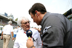 Bernie Ecclestone, with Will Buxton, NBC Sports Network TV Presenter on the grid