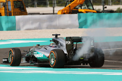 Lewis Hamilton, Mercedes AMG F1 W07 Hybrid retired from the race with a blown engine
