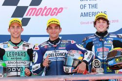 Podium: second place Enea Bastianini, Leopard Racing, Race winner Jorge Martin, Del Conca Gresini Racing Moto3, third place Marco Bezzecchi, Prüstel GP