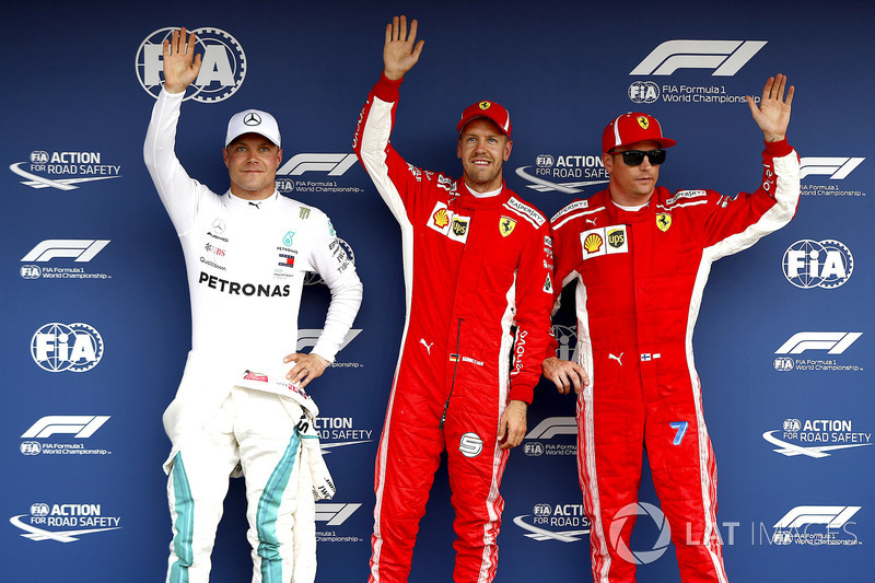 Sebastian Vettel, Ferrari, Valtteri Bottas, Mercedes AMG F1, Kimi Raikkonen, Ferrari