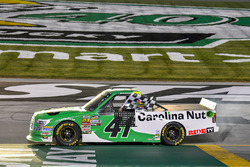 Ben Rhodes, ThorSport Racing, Ford F-150 Alpha Energy Solutions, winner, burnout, checkered flag