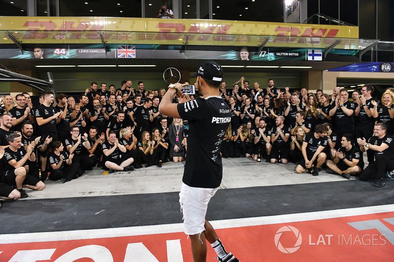 Lewis Hamilton, Mercedes AMG F1 at the team celebrations