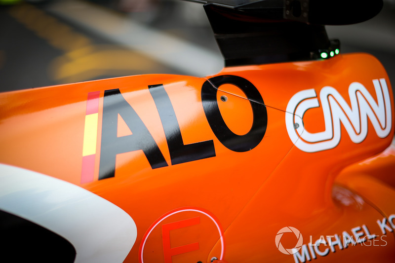 El detalle de la carrocería de Fernando Alonso, McLaren MCL32