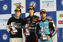 Podium race 3: race winner Lorenzo Colombo, Bhaitech, second place Ian Rodriguez Wright, DRZ Benelli, third place Kush Maini, Jenzer Motorsport