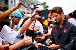 Romain Grosjean, Haas F1 Team, signs autographs for fans