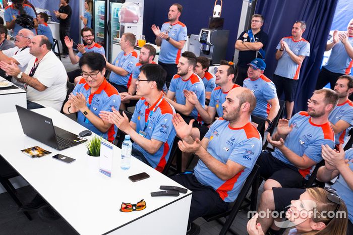 Hyundai Motorsport team celebrates second and third place