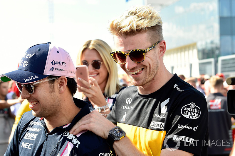 Nico Hulkenberg, Renault Sport F1 Team and Sergio Perez, Force India