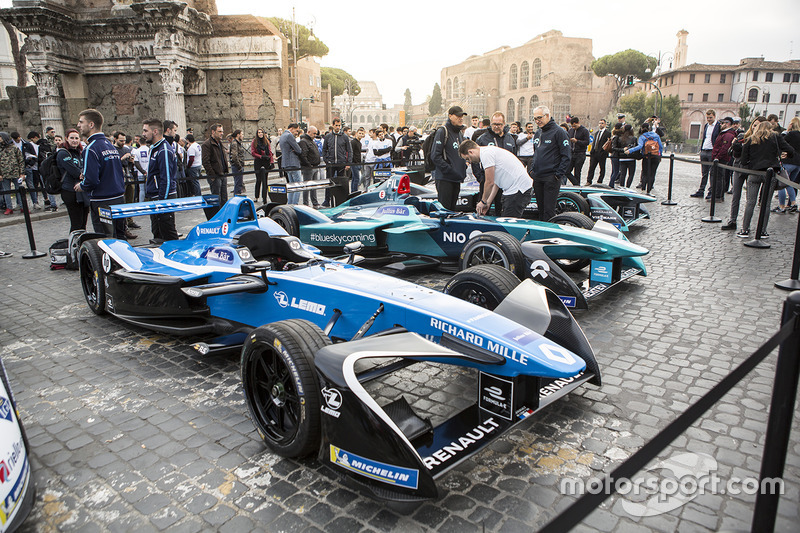 Formula E cars on display in Rome