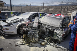 The car of Rob Huff, Sébastien Loeb Racing Volkswagen Golf GTI TCR after the crash