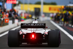 Kevin Magnussen, Haas F1 Team VF-18, in the pit lane