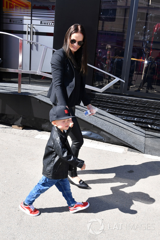 Minttu Virtanen, wife of Kimi Raikkonen, Ferrari with son Robin Raikkonen