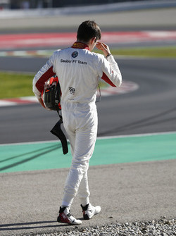 Charles Leclerc, Alfa Romeo Sauber F1 Team walks in after crashing