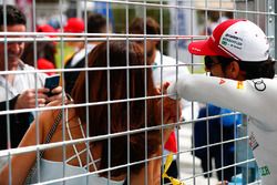 Lucas di Grassi, Audi Sport ABT Schaeffler, takes a selfie with a fan