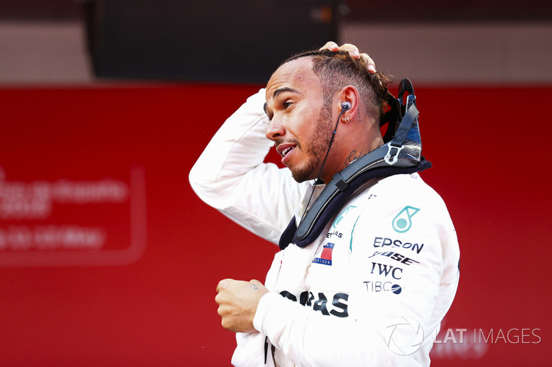 Lewis Hamilton, Mercedes AMG F1, 1st position, arrives in Parc Ferme