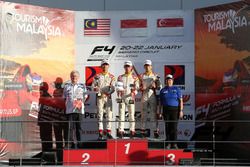 Podium: race winner Presley Martono, second place Isyraf Danish, third place Danial Frost