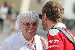 Bernie Ecclestone, with Sebastian Vettel, Ferrari