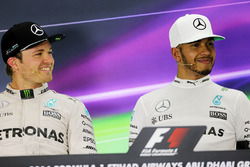 Nico Rosberg, Mercedes AMG F1 in the FIA Press Conference with team mate Lewis Hamilton, Mercedes AMG F1