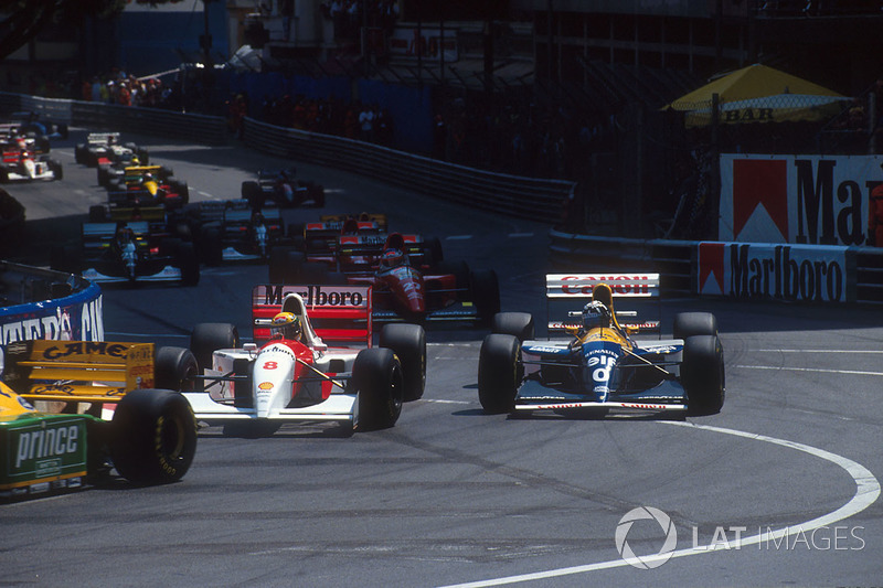 Ayrton Senna, McLaren MP4/8; Damon Hill, Williams FW15C Renault