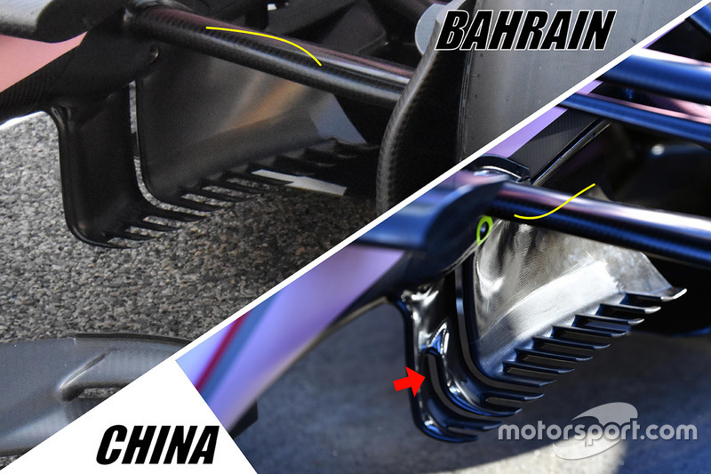 Force India VJM10 turning vanes vergelijking