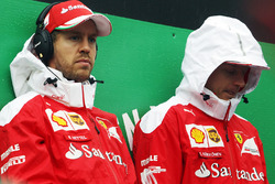 Sebastian Vettel, Ferrari with Kimi Raikkonen, Ferrari on the drivers parade