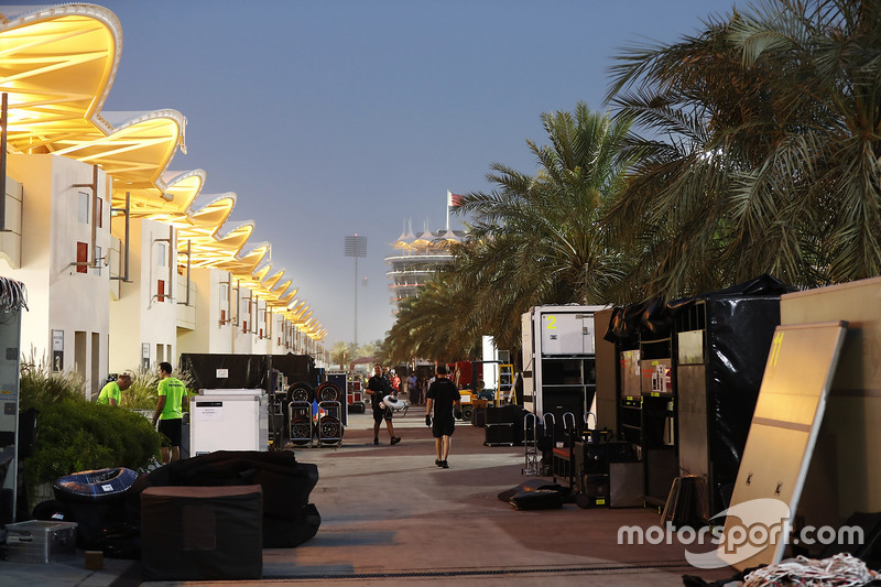 Teams pack equipment at the conclusion of Bahrain's two-day test