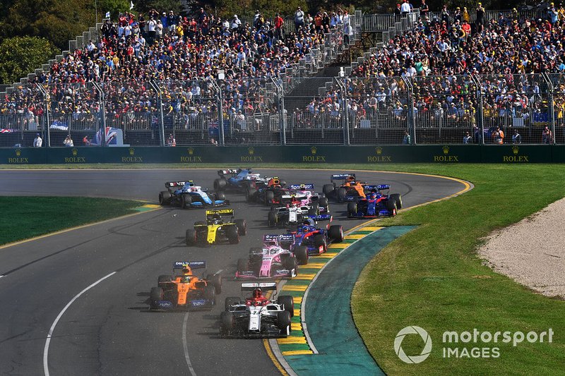 Kimi Raikkonen, Alfa Romeo Racing C38, Lando Norris, McLaren MCL34, Sergio Perez, Racing Point RP19, Alexander Albon, Toro Rosso STR14, Daniel Ricciardo, Renault F1 Team R.S.19