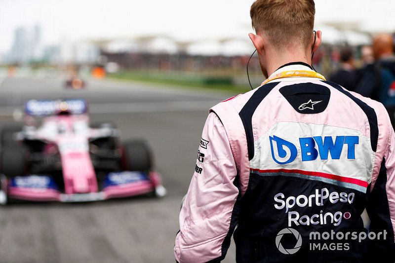 Racing Point team mechanic on the grid