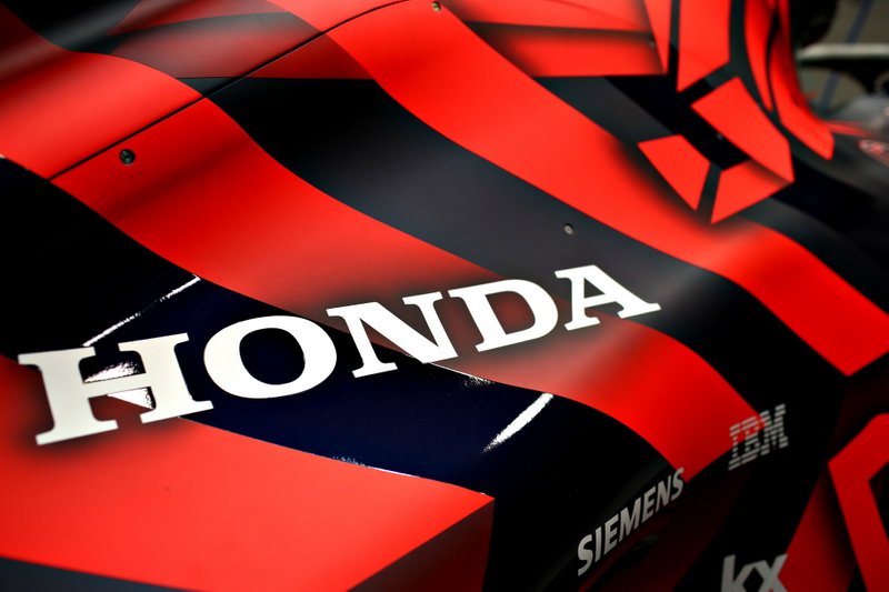 Detail Shot of the Honda logo at the Red Bull Racing RB15