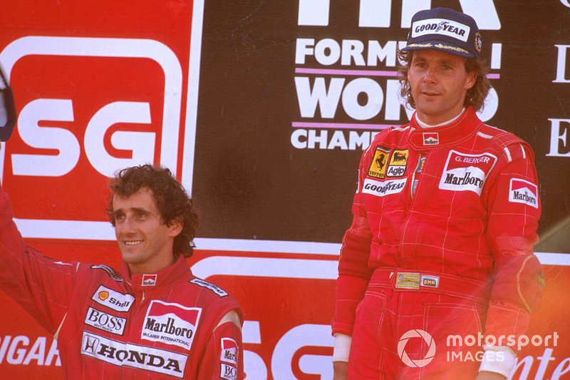 Gerhard Berger, Ferrari, Alain Prost, McLaren, al GP del Portogallo del 1989