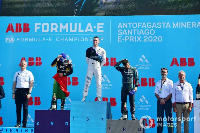 Podio: ganador de la carrera Maximilian Günther, BMW I Andretti Motorsports, segundo lugar Antonio Felix da Costa, DS Techeetah,y el tercer lugar Mitch Evans, Jaguar Racing
