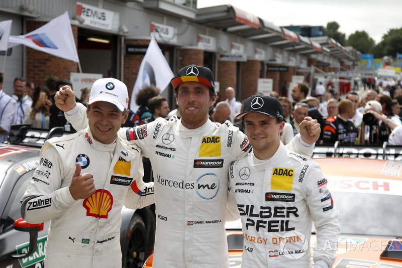 Top 3 after the race, Race winner Daniel Juncadella, Mercedes-AMG Team HWA, second place Augusto Farfus, BMW Team RMG, third place Lucas Auer, Mercedes-AMG Team HWA