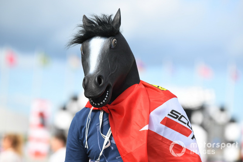 Un fan de Ferrari avec une tête de cheval