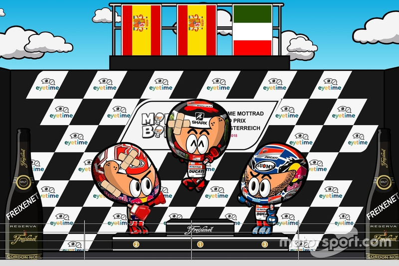 El podio del GP de Austria de MotoGP 2018, por MiniBikers