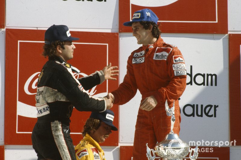 Podium: 1. Alain Prost, 2. Keke Rosberg, 3. Elio de Angelis