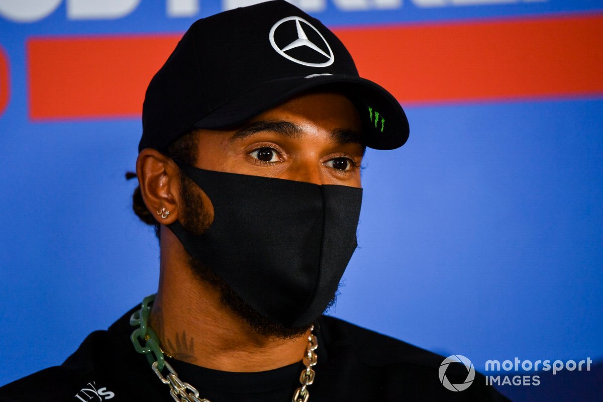 Lewis Hamilton, Mercedes AMG F1 in the press conference 