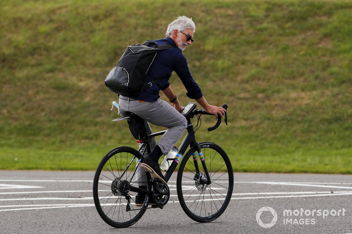 Damon Hill, Sky TV, on a bike