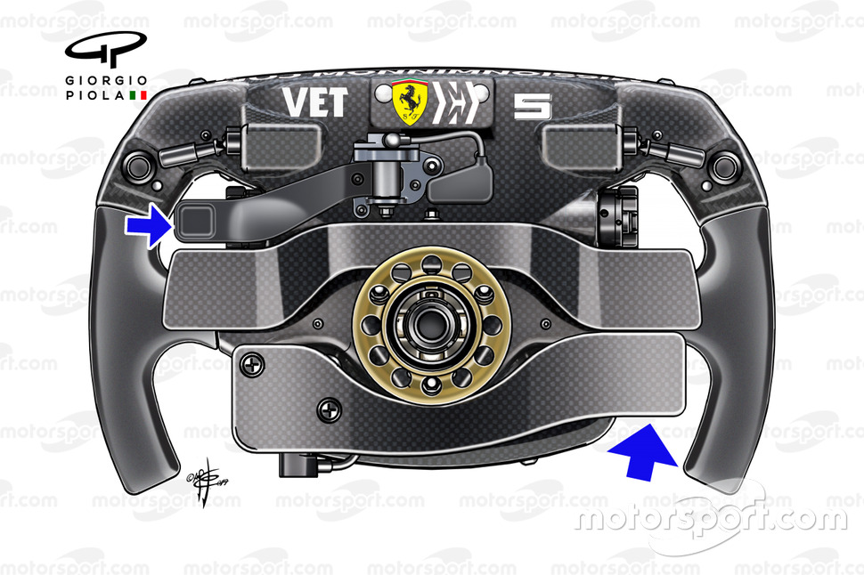 Il volante della, Ferrari SF90, di  Sebastian Vettel