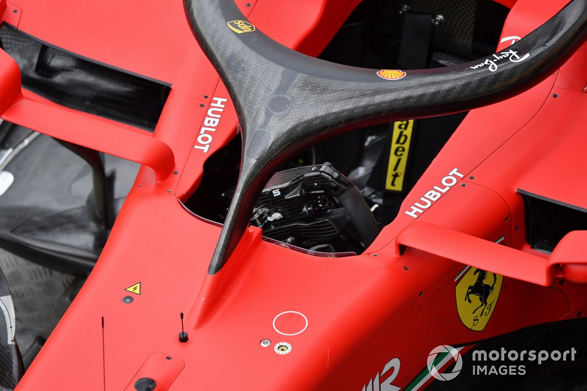 The car of Sebastian Vettel, Ferrari SF1000, on a truck after a technical failure