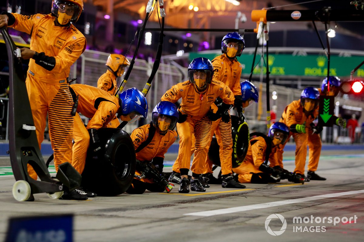 The McLaren pit crew ready for a stop