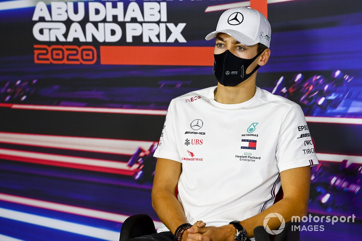 George Russell, Mercedes-AMG F1 en la conferencia de prensa