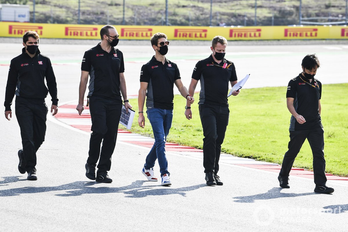 Romain Grosjean, Haas F1 walks the track