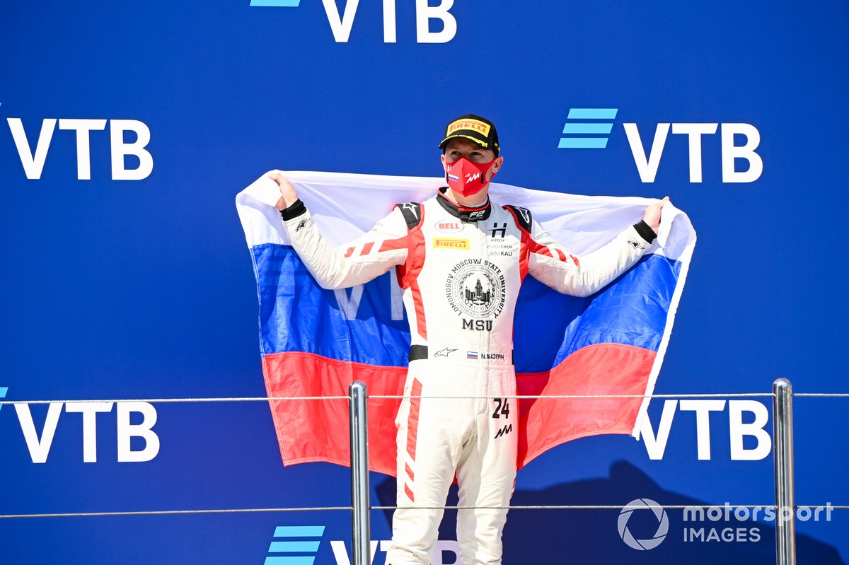 Nikita Mazepin, Hitech Grand Prix festeggia sul podio
