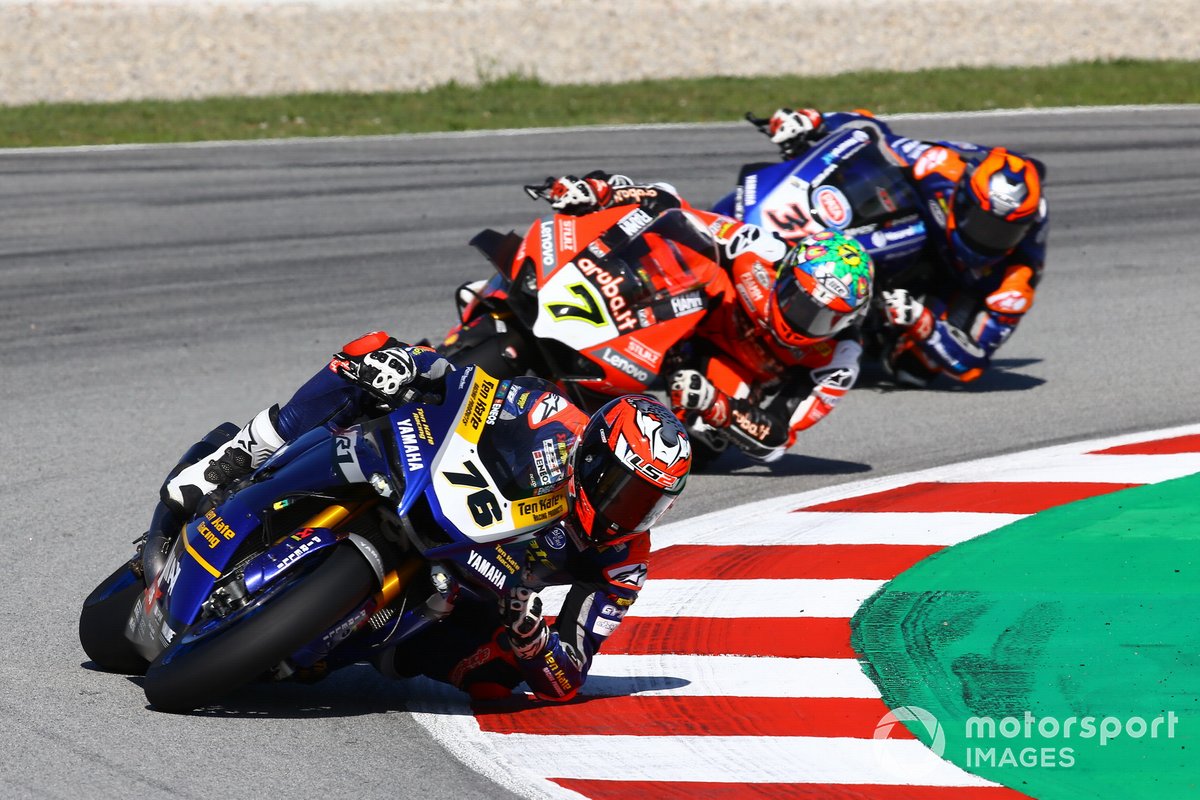 Loris Baz, Ten Kate Racing Yamaha, Chaz Davies, ARUBA.IT Racing Ducati, Garrett Gerloff, GRT Yamaha