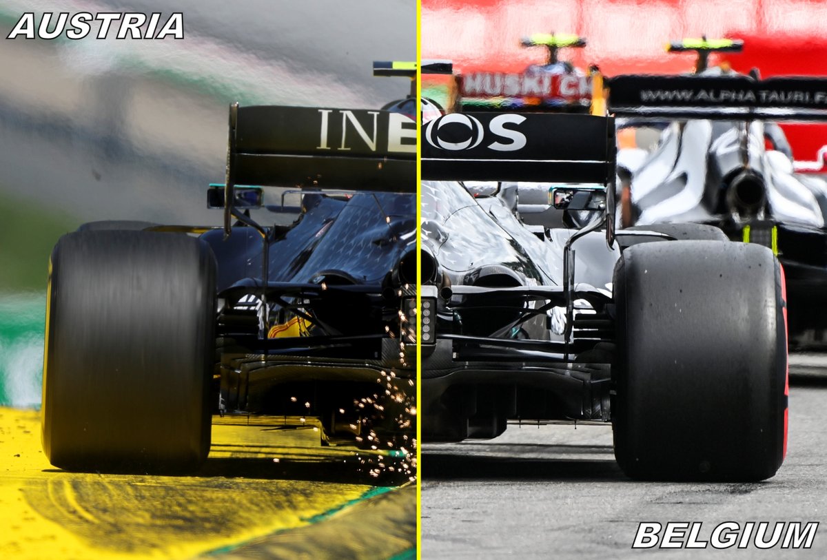 Mercedes F1 W11 confronto del retrotreno tra Austria e Belgio