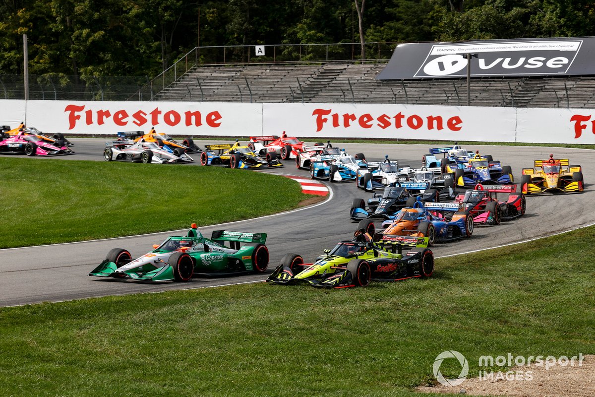 Inicio Colton Herta, Andretti Harding Steinbrenner Autosport Honda, Santino Ferrucci, Dale Coyne Racing with Vasser Sullivan Honda, chocan
