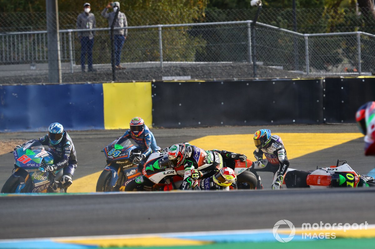 Caída de Niccolo Canepa, LCR E-Team, Xavier Simeon, LCR E-Team, Dominique Aegerter, Dynavolt Intact GP