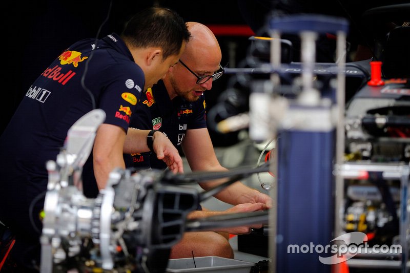 Red Bull Racing team member at work
