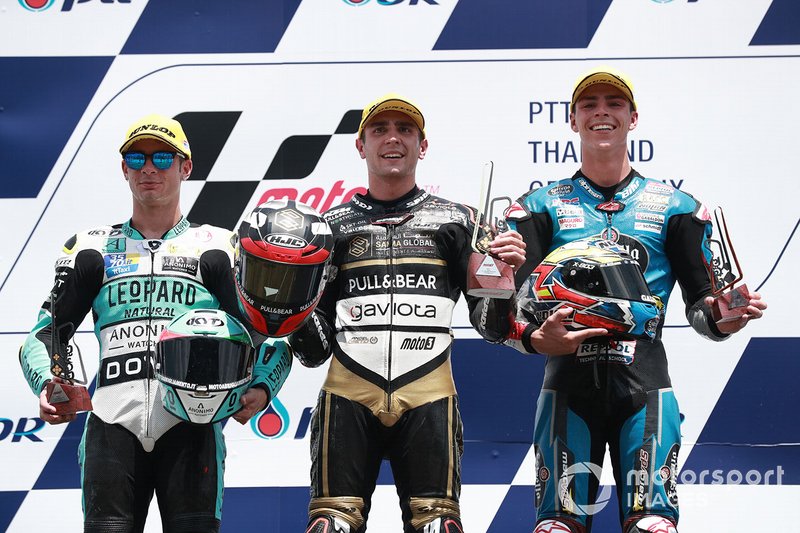 Podio: il vincitore della gara Albert Arenas, Ángel Nieto Team, secondo classificato Lorenzo Dalla Porta, Leopard Racing, terzo classificato Alonso Lopez, Estrella Galicia 0,0