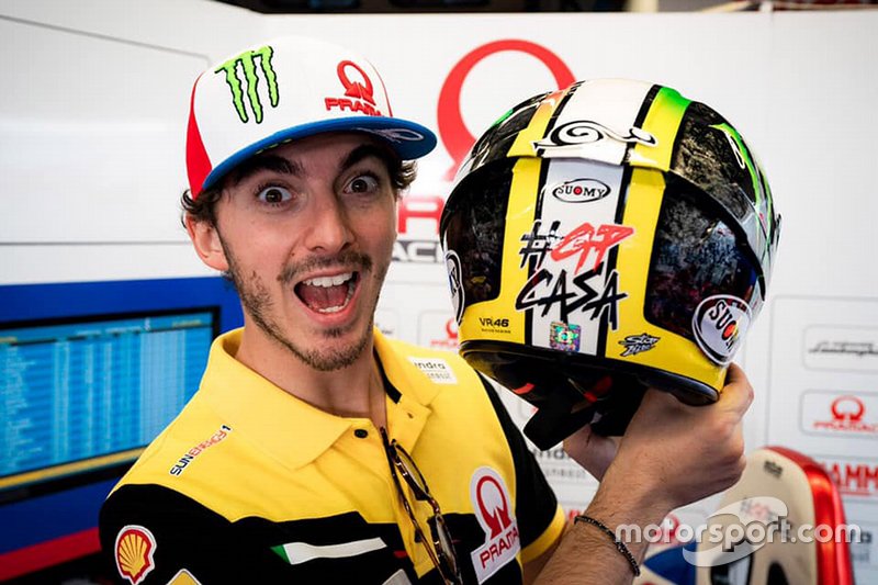 Francesco Bagnaia, Pramac Racing, con il suo casco